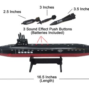 16.5 Inch Toy Navy Black Submarine with Sound Effects and Torpedo (2 Pack)