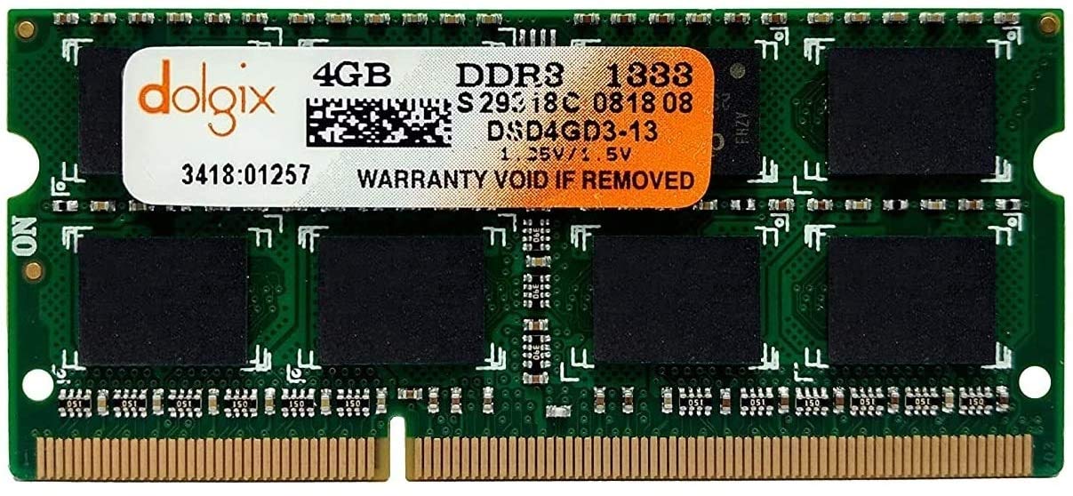 DOLGIX 4GB DDR3 PC3-10600 1333MHz Sodimm Laptop RAM Memory 204-Pin Notebook Upgrade