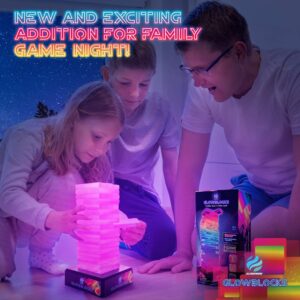 Glowblocks Light-Up Tumbling Tower Game, First Ever LED Building Blocks Stacking Game, Indoor Board Game for Kids and Adults for Family Game Night