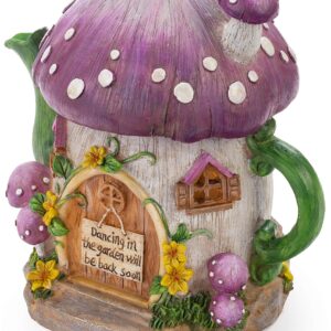 VP Home Mushroom Teapot Solar Light for Home and Outdoor Decor, Mushroom Solar Powered Flickering LED Garden Light, Solar Powered Teapot Backyard Party Decoration Light, Fairy Garden House