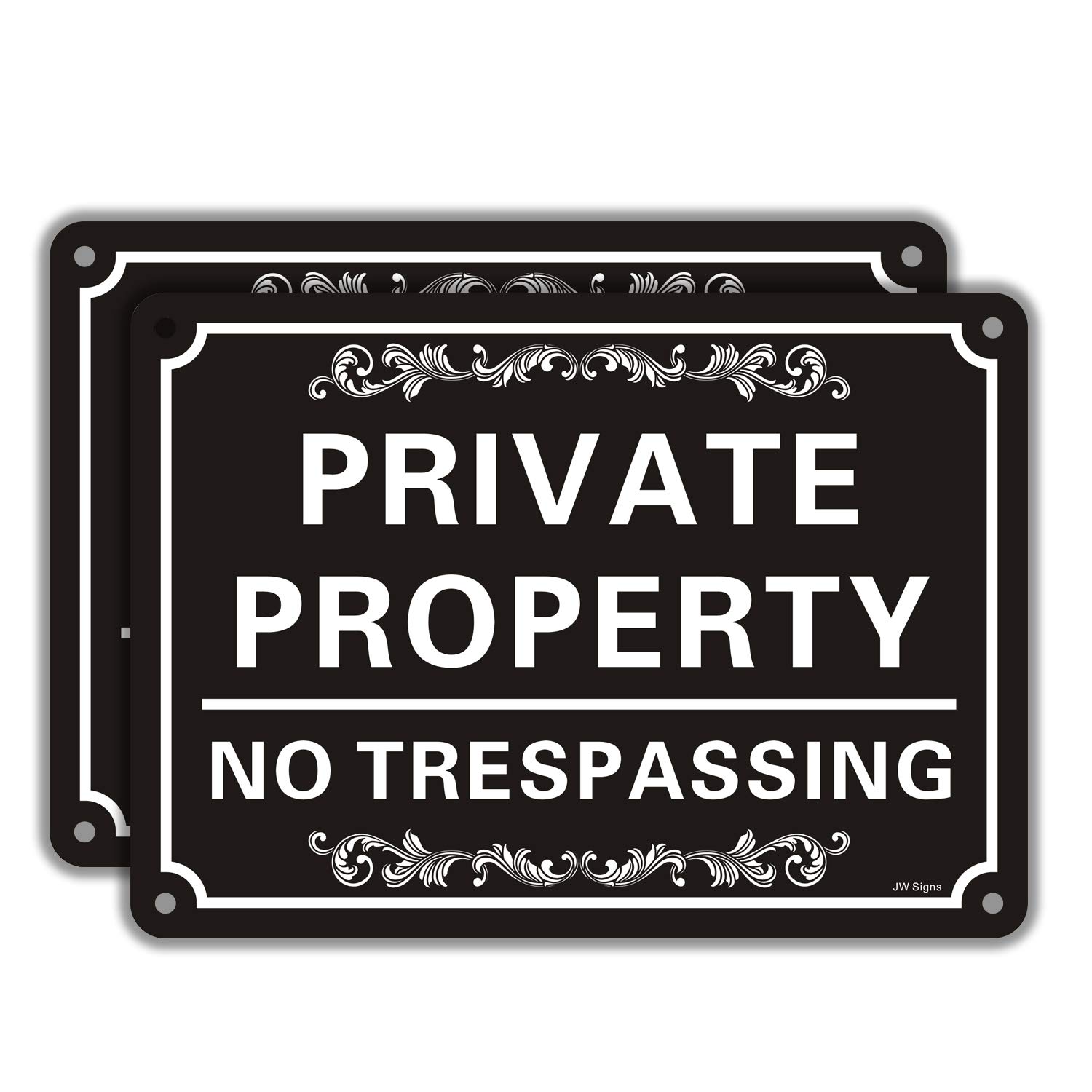 No Trespassing Signs Private Property Sign (2 Pack) 10” x 7” Heavy 0.40 Aluminum Rust Free Sign Professional Printing UV Protected Weatherproof Indoor or Outdoor Use …