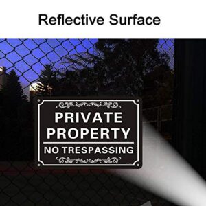 No Trespassing Signs Private Property Sign (2 Pack) 10” x 7” Heavy 0.40 Aluminum Rust Free Sign Professional Printing UV Protected Weatherproof Indoor or Outdoor Use …