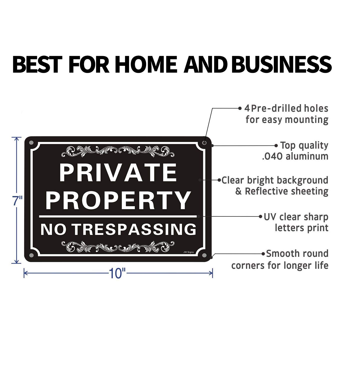 No Trespassing Signs Private Property Sign (2 Pack) 10” x 7” Heavy 0.40 Aluminum Rust Free Sign Professional Printing UV Protected Weatherproof Indoor or Outdoor Use …