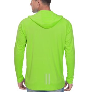 Mens UPF 50+ Sun Protection Hoodies Long Sleeve Performance T-Shirt Neon Green