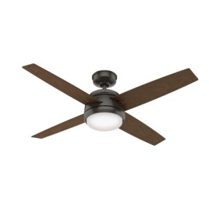 hunter fan company, 59615, 52 inch oceana noble bronze wet rated ceiling fan with led light kit and wall control