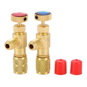 gohantee r12 r410 refrigerant charging valve, r12 r22-1/4“ male to 1/4” female, r410-1/4" male to 5/16" female, safety adapter flow control ball valve for r12 r22 r410 air conditioner manifold