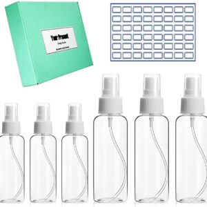 ROISOOT Small Spray Bottles for Multi-Use with 41 pcs Labels, Mini Size (1oz and 2oz) Best for Travel, Fine Mist Water (6 pack)