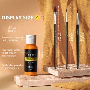 Magicfly Acrylic Paint Set (2fl oz/60ml), 20 Colours Outdoor Acrylic Paint with 3 Paint Brushes, Waterproof, Non-Toxic Craft Paints for Canvas, Wood, Rocks, Fabric, Leather, Ceramic and Model