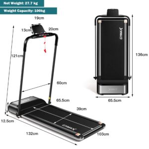 SPSUPE Ultrathin Folding Treadmill with Free-Installation Design, Portable Electric Treadmill with LCD Display, Max Weight Capacity for Walking, Jogging, Running, Home and Office Use, UL Listed