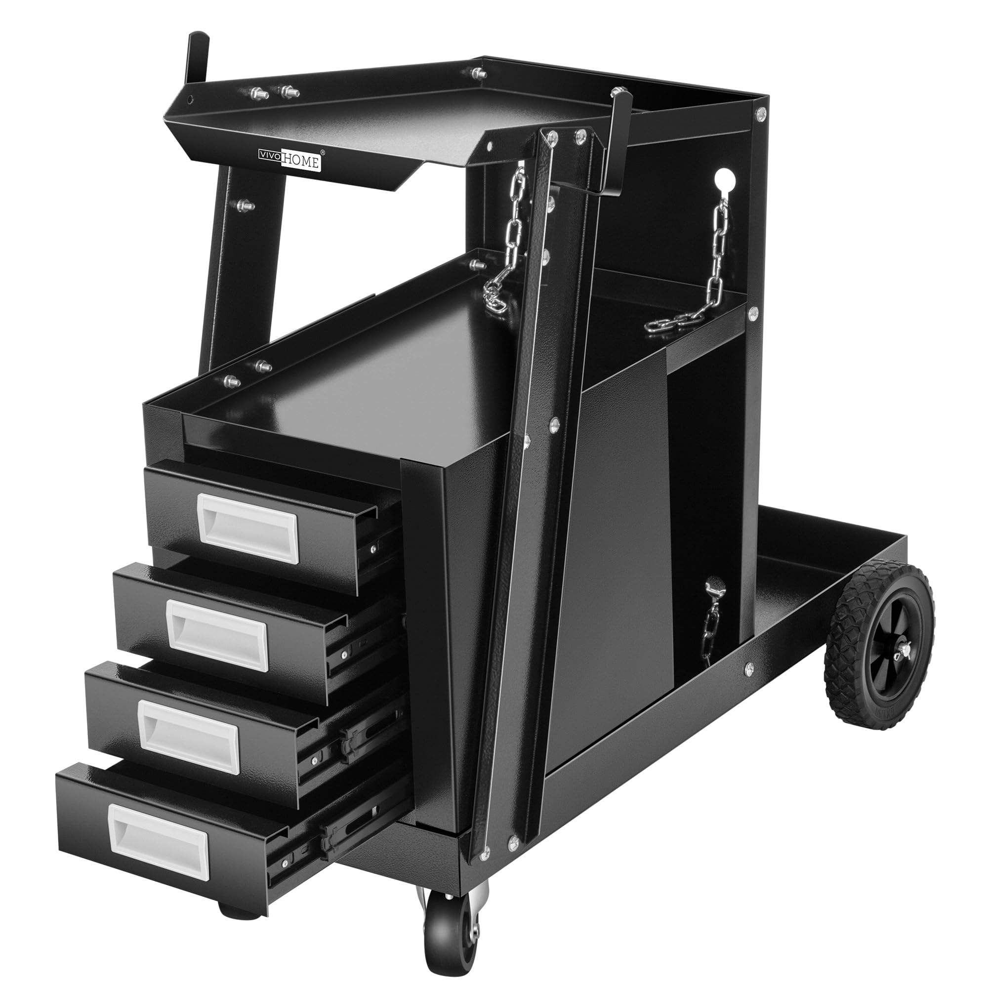 VIVOHOME Rolling Welding Cart with 4 Drawers Upgraded Wheels and Tank Storage for TIG MIG Welder and Plasma Cutter