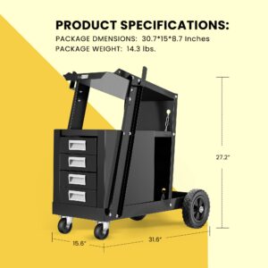 VIVOHOME Rolling Welding Cart with 4 Drawers Upgraded Wheels and Tank Storage for TIG MIG Welder and Plasma Cutter