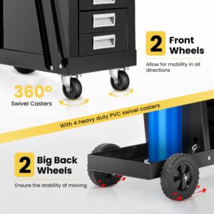 VIVOHOME Rolling Welding Cart with 4 Drawers Upgraded Wheels and Tank Storage for TIG MIG Welder and Plasma Cutter