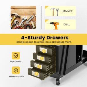 VIVOHOME Rolling Welding Cart with 4 Drawers Upgraded Wheels and Tank Storage for TIG MIG Welder and Plasma Cutter