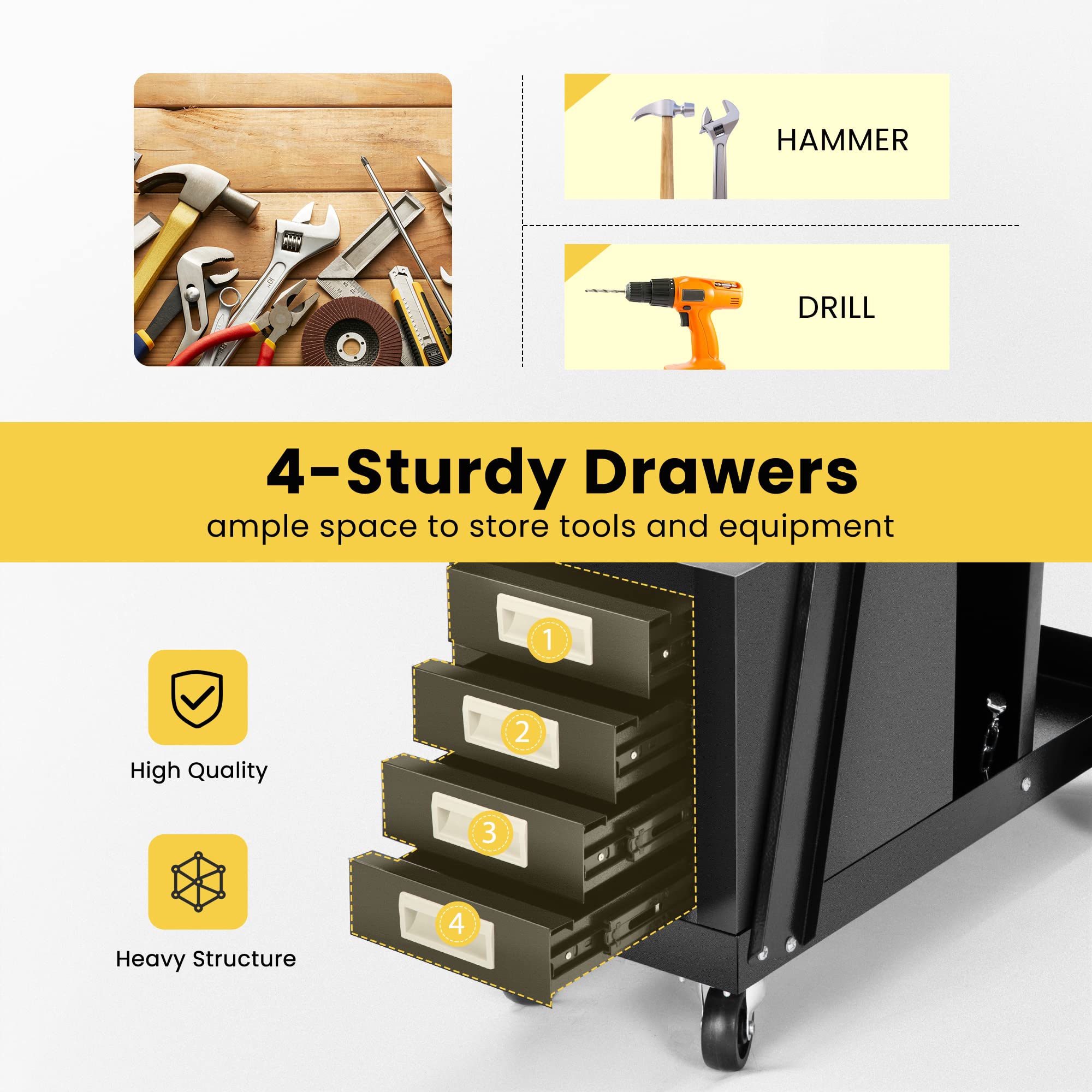 VIVOHOME Rolling Welding Cart with 4 Drawers Upgraded Wheels and Tank Storage for TIG MIG Welder and Plasma Cutter