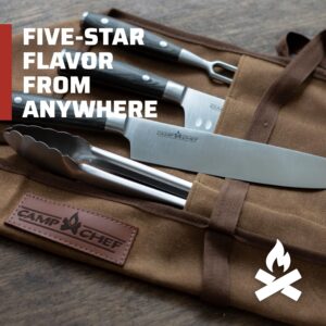 Camp Chef 4-Piece Carving Set - Includes Chef Knife, Santoku Knife, Grill Tongs & Carving Fork - Perfect for Indoor & Outdoor Cooking