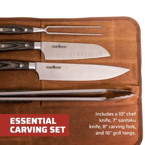 Camp Chef 4-Piece Carving Set - Includes Chef Knife, Santoku Knife, Grill Tongs & Carving Fork - Perfect for Indoor & Outdoor Cooking