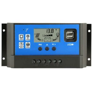 powmr 60a charge controller - solar panel charge controller 12v 24v, max 48v 1560w input adjustable parameter lcd display current / capacity and timer setting on/off with 5v dual usb