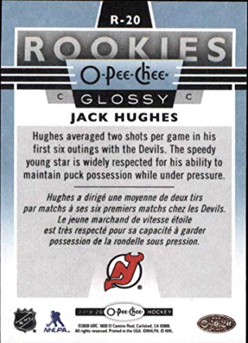 2019-20 O-Pee-Chee Update Glossy Rookies #R-20 Jack Hughes New Jersey Devils NHL Hockey Trading Card