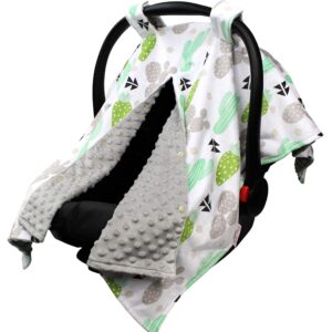 Car Seat Canopy Cover - Green Grey Cactus