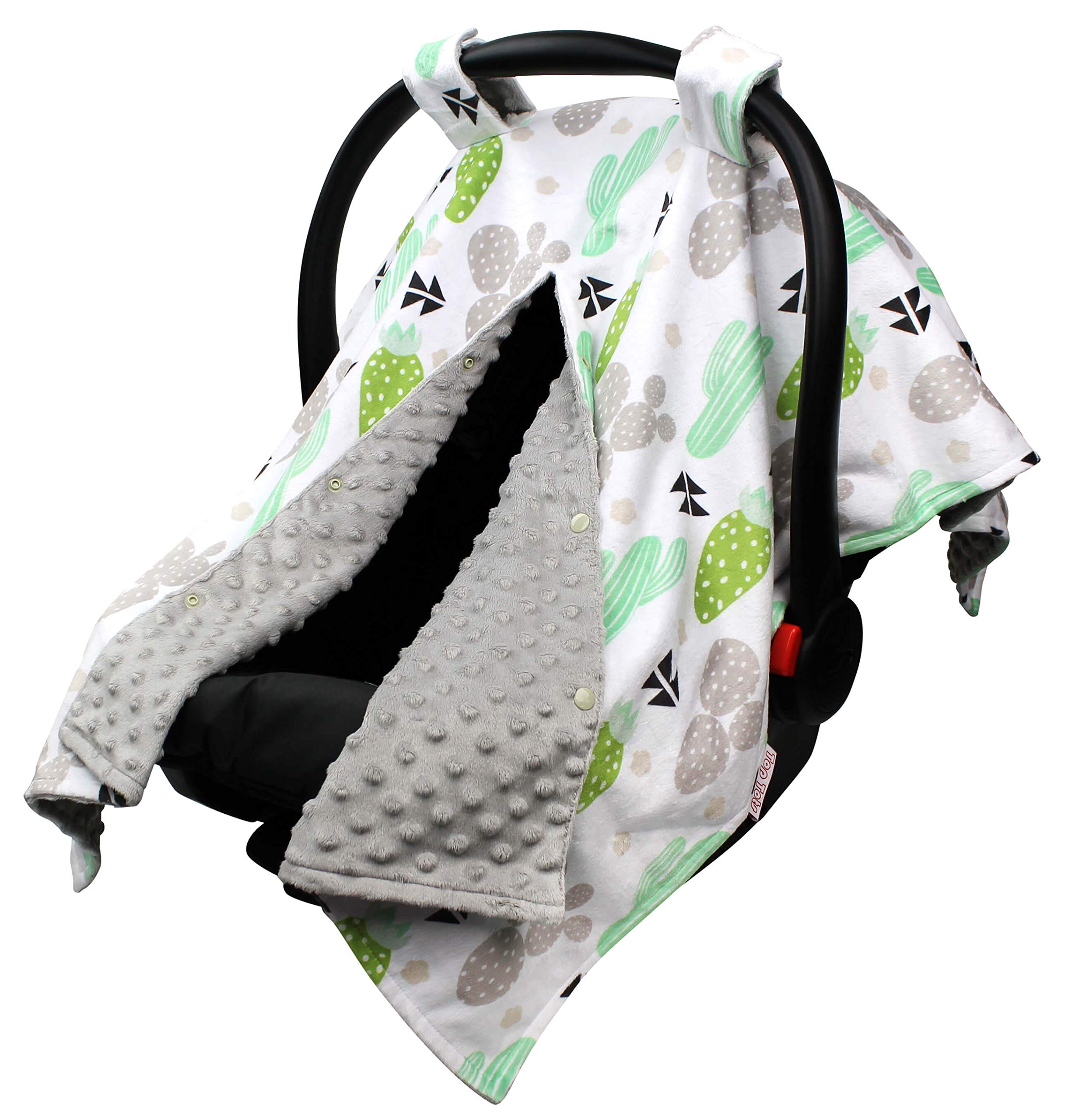 Car Seat Canopy Cover - Green Grey Cactus