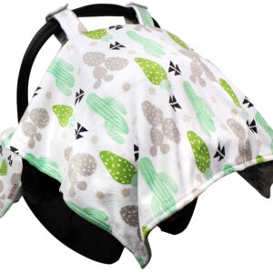 Car Seat Canopy Cover - Green Grey Cactus