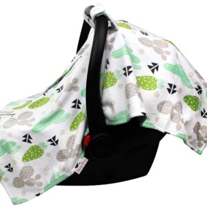 Car Seat Canopy Cover - Green Grey Cactus