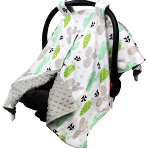 Car Seat Canopy Cover - Green Grey Cactus