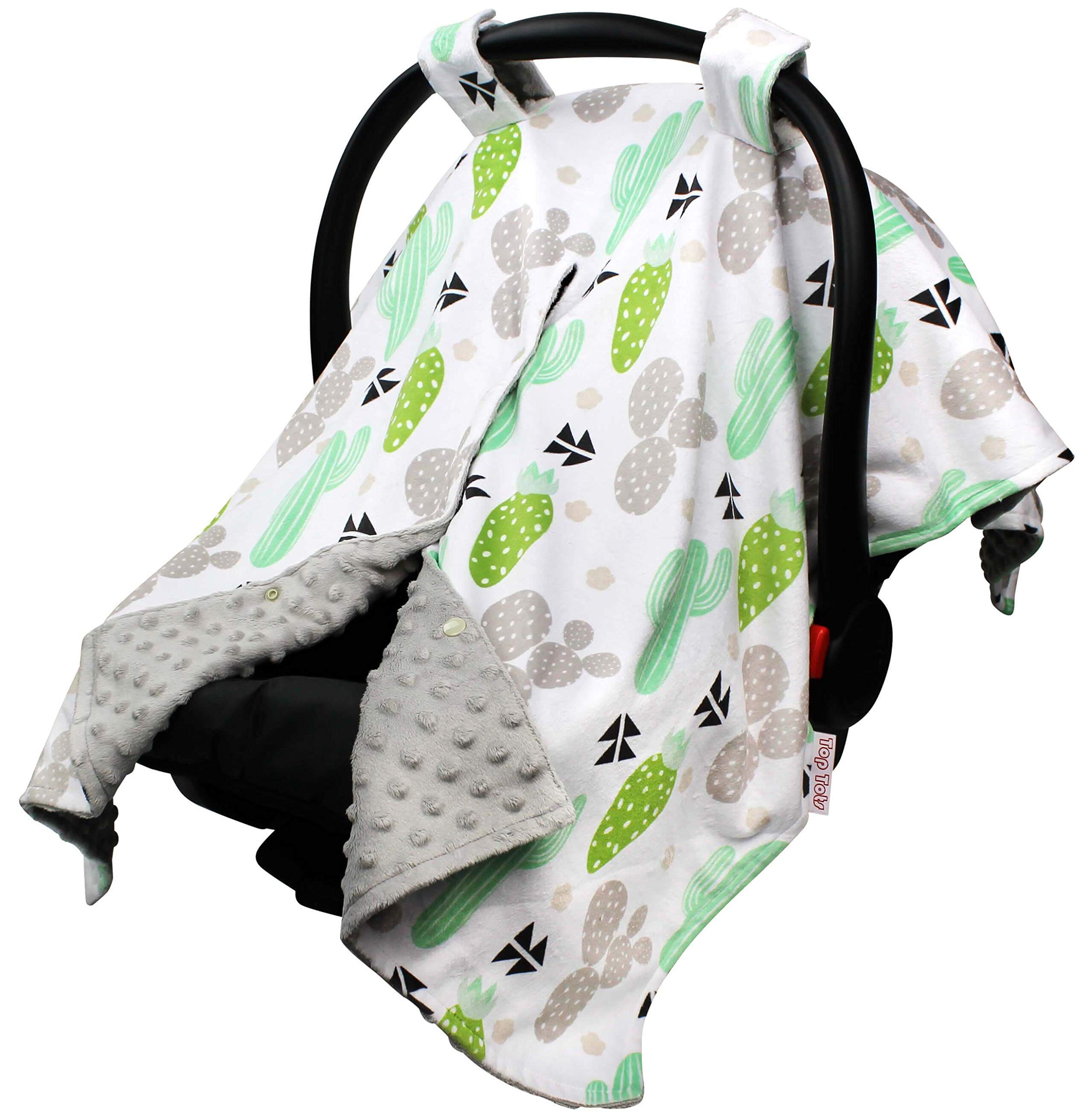 Car Seat Canopy Cover - Green Grey Cactus