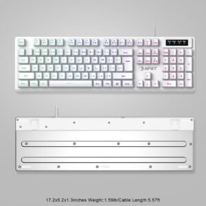 NPET K10 Wired Gaming Keyboard, RGB Backlit, Spill-Resistant Design, Multimedia Keys, Quiet Silent USB Membrane Keyboard for Desktop, Computer, PC (White)