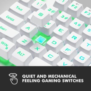 NPET K10 Wired Gaming Keyboard, RGB Backlit, Spill-Resistant Design, Multimedia Keys, Quiet Silent USB Membrane Keyboard for Desktop, Computer, PC (White)