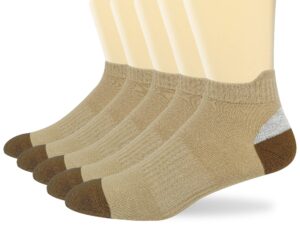 haloyiyi men's 5 pack low cut ankle athletic socks performance running sports socks (beige, 10-13|us men's shoe size 6-10)