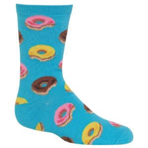 hot sox boys food novelty casual crew sock, donuts (aqua), small-medium us