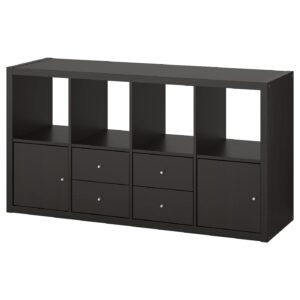 ikea kallax shelf unit with 4 inserts black-brown 30 3/8x57 7/8 292.783.04