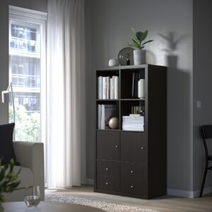 IKEA Kallax Shelf Unit with 4 Inserts Black-Brown 30 3/8x57 7/8 292.783.04