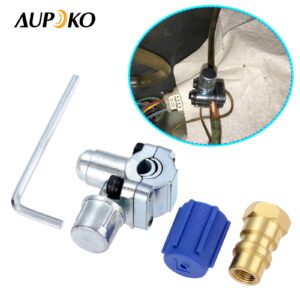 Aupoko A/C Retrofit Valve Kit, Retrofit Valve with Dust Cap Convert, BPV31 Bullet Piercing Tap Valve Line Tap Valve Kit, Fits for HVAC Refrigerant System R12 R22 R502 R134A