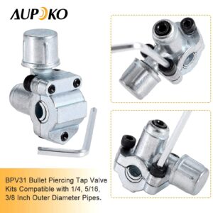 Aupoko A/C Retrofit Valve Kit, Retrofit Valve with Dust Cap Convert, BPV31 Bullet Piercing Tap Valve Line Tap Valve Kit, Fits for HVAC Refrigerant System R12 R22 R502 R134A