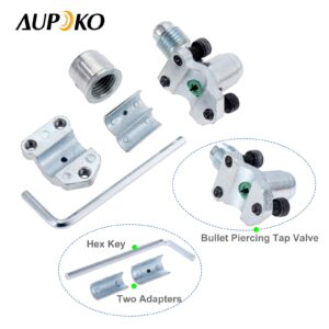 Aupoko A/C Retrofit Valve Kit, Retrofit Valve with Dust Cap Convert, BPV31 Bullet Piercing Tap Valve Line Tap Valve Kit, Fits for HVAC Refrigerant System R12 R22 R502 R134A