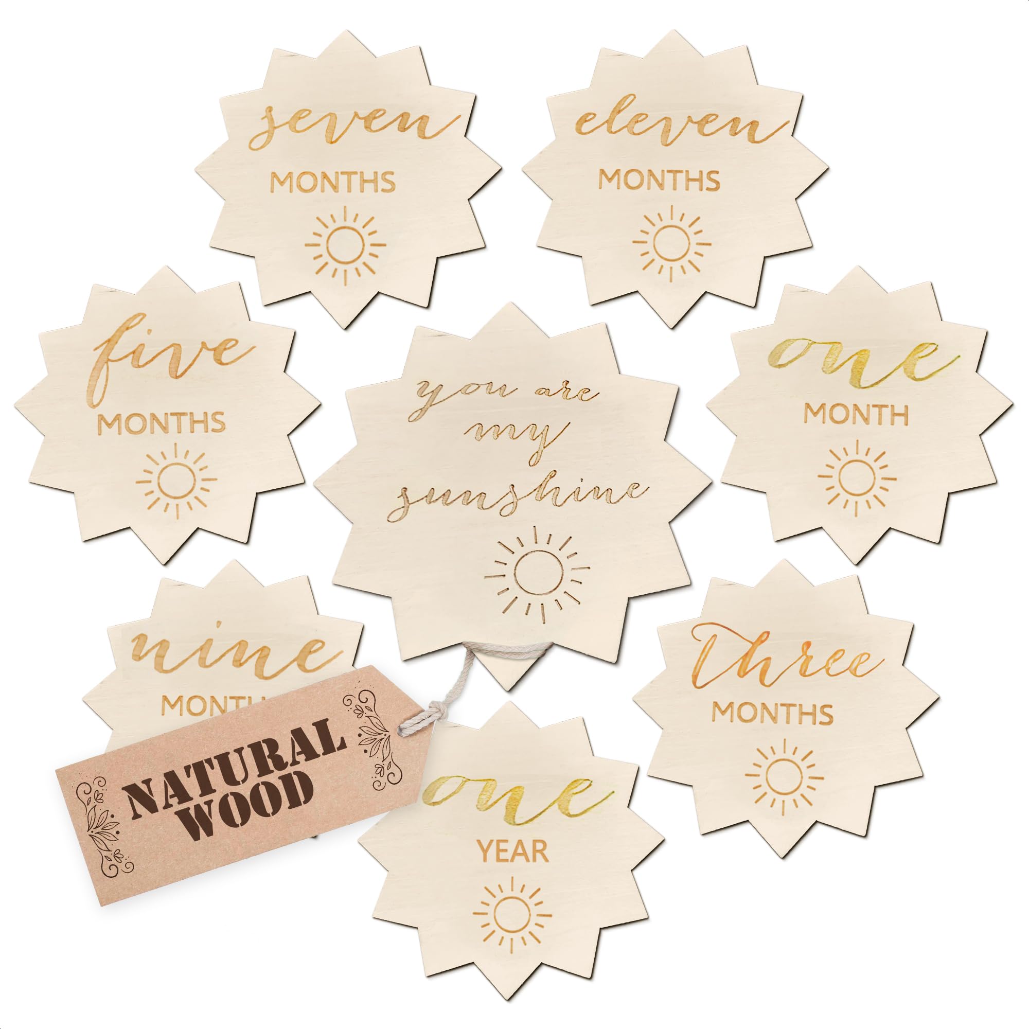 Baby Monthly Milestone Cards - Months Baby Milestone Signs Double Sided Wooden Monthly Baby Milestone Newborn Photography Props - Wooden Baby Blocks