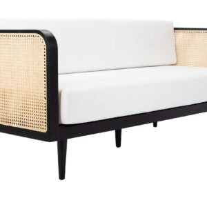 Safavieh Couture Helena French Mid-Century Black and Natural Rattan Daybed