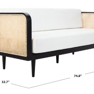 Safavieh Couture Helena French Mid-Century Black and Natural Rattan Daybed