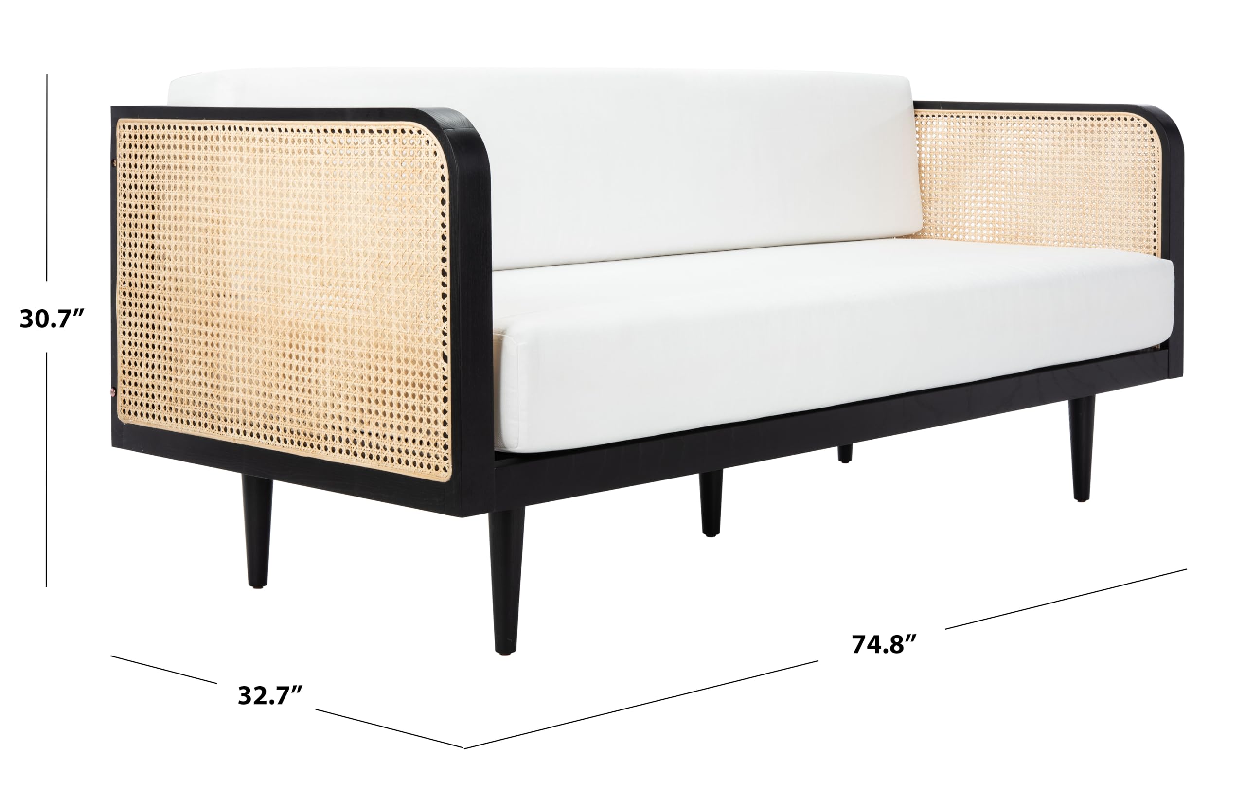 Safavieh Couture Helena French Mid-Century Black and Natural Rattan Daybed