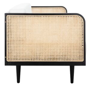 Safavieh Couture Helena French Mid-Century Black and Natural Rattan Daybed