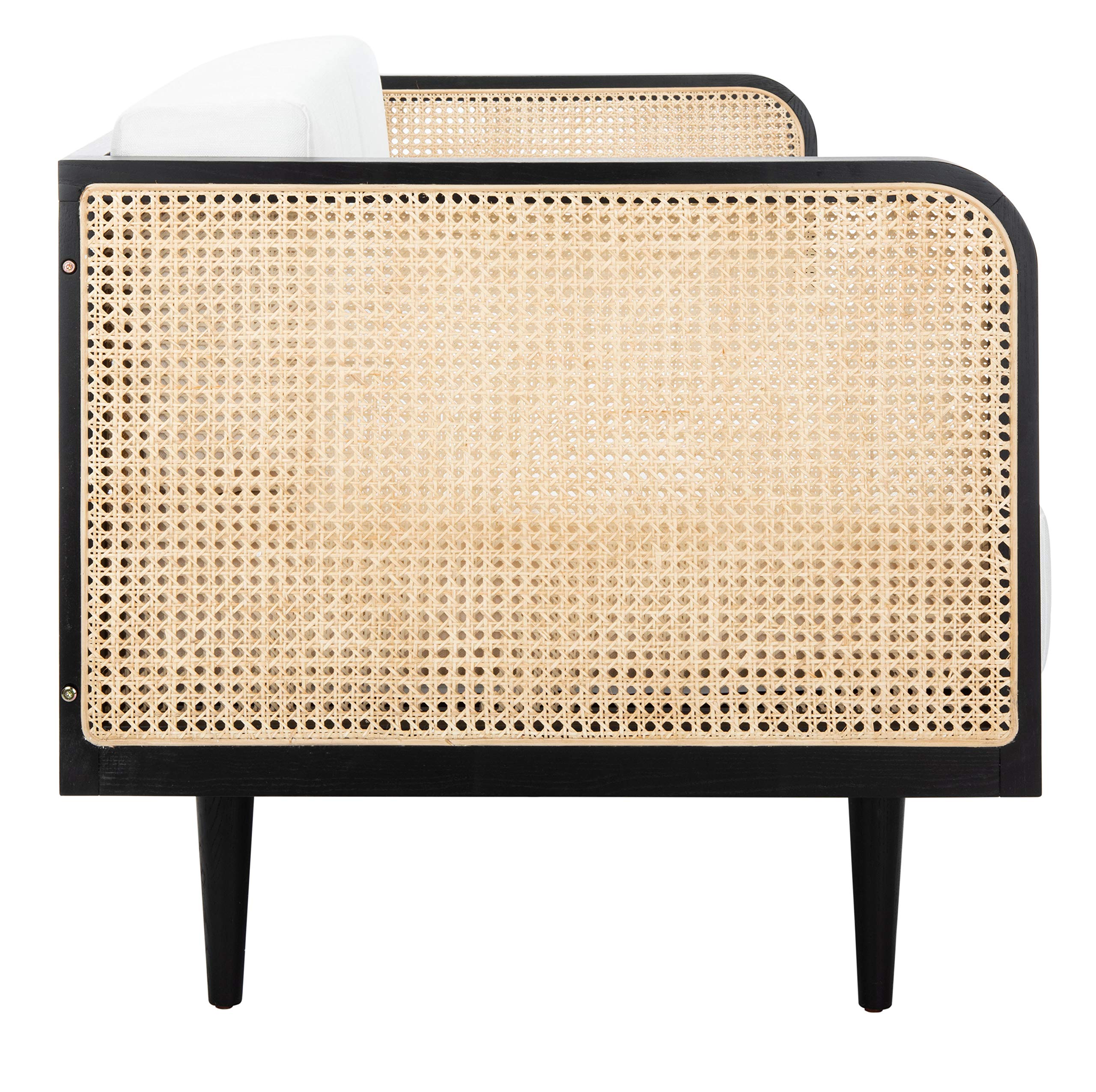 Safavieh Couture Helena French Mid-Century Black and Natural Rattan Daybed