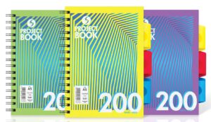 silvine daze 200 page a5 subject books with 3 moveable dividers [assorted pack of 3]