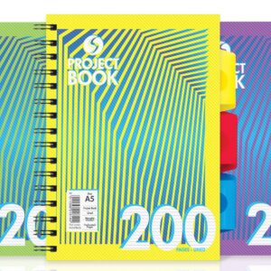 Silvine Daze 200 Page A5 Subject Books with 3 Moveable Dividers [Assorted Pack of 3]