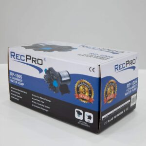 RecPro RV 4 Chamber Water Pump | Quiet Running | 12V DC | 45 PSI | 8.0AMP | Self Priming (With Strainer, No Silencer)