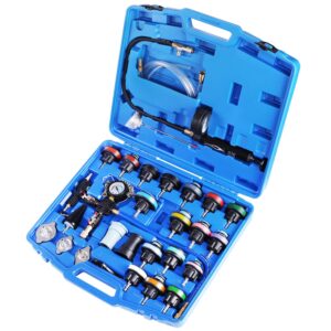 jifetor radiator coolant pressure tester vacuum refill tool kit, 28pcs automotive cooling system leak test and pneumatic purge fill set with testing adapter caps universal for airlift car auto truck