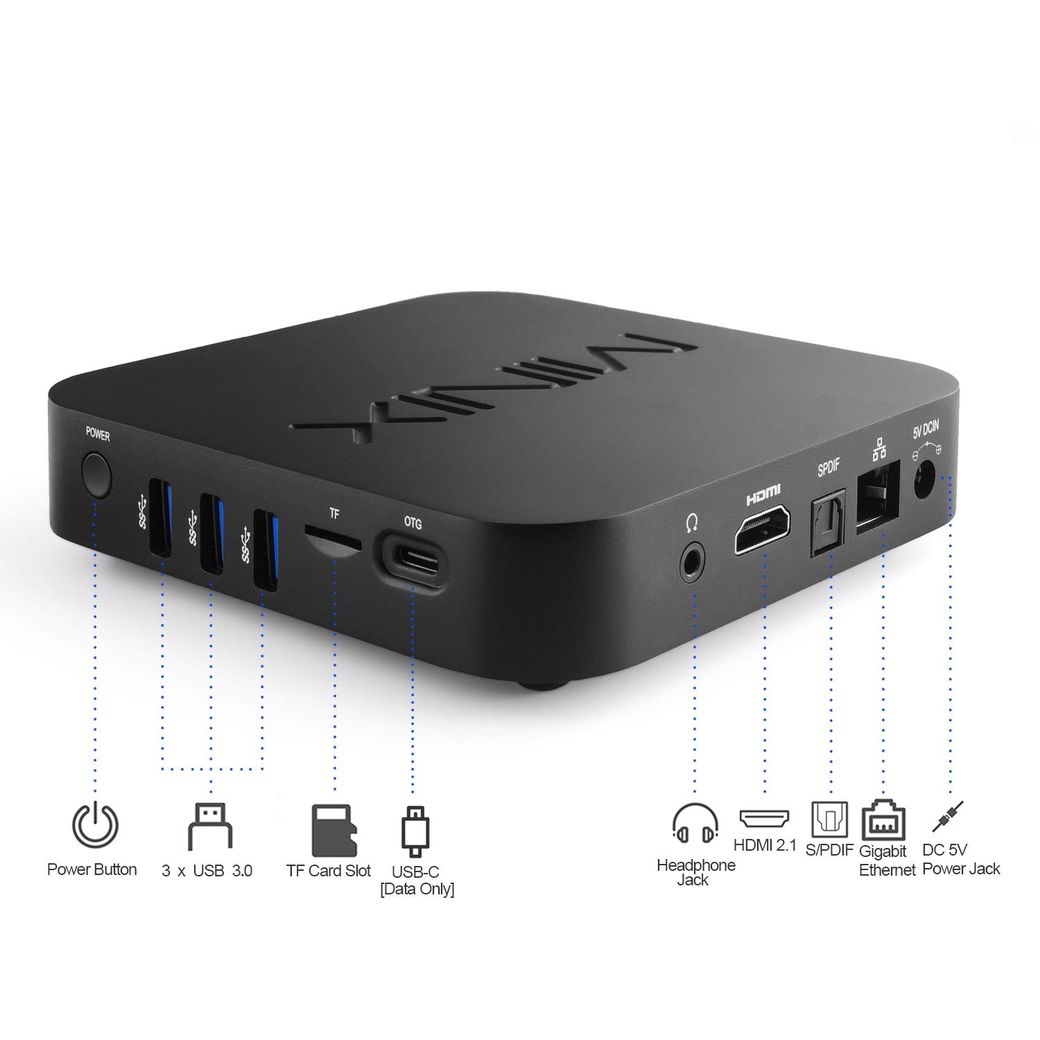 MINIX Android 9.0 Pie Media Hub 4K Ultra HD HDR10+4GB DDR4/32GB eMMC 4K @ 60Hz UHD 3 x USB 3.0 USB-C [Data only] GLAN AC Wi-Fi TF Card (NEO U22-XJ)