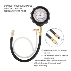 JIFETOR Fuel Injection Pump Pressure Tester Gauge Kit, Car Gasoline Gas Fuel Oil Injector Test Manometer Tool Set 0-140PSI, Universal for Auto Truck SUV Motorcycle ATV RV