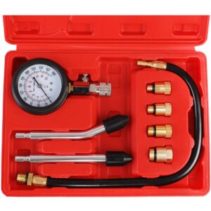 jifetor compression tester kit, small engine cylinder test pressure gauge tool set for testing motorcycle car automobile outboard motor chainsaw snowmobile auto gasoline petrol gas engine, 300psi